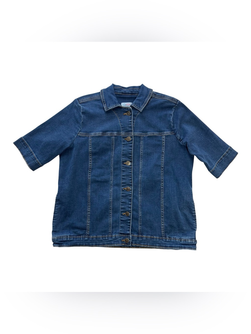 Vintage Y2K Denim Short Sleeve Top Shacket Button Down Shirt